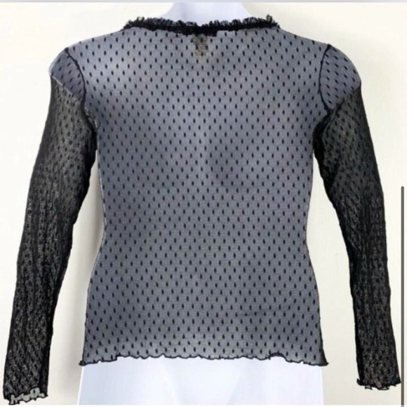 Vintage Y2K Betsey Johnson black swisss lace Polka Dot top L - Picture 2 of 3